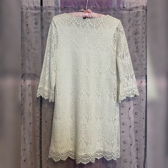 H&M White Boho Dress with Mid-Length Sleeves Size 6 - Picture 2 of 3